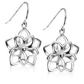 Show details of Sterling Silver Open Double Flower Earrings.