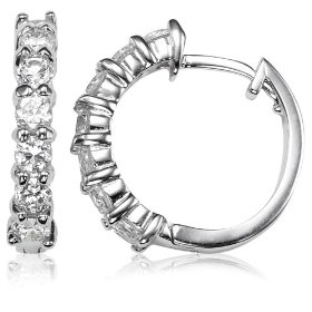 Show details of Sterling Silver Cubic Zirconia Hoop Earrings.