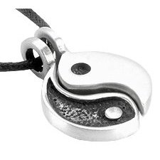Show details of 2 piece YIN YANG Friendship PEWTER PENDANT Necklace.