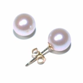 Show details of 14k Yellow Gold 6.5-7mm Akoya Pearl Stud Earrings.