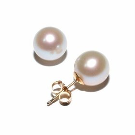 Show details of 14k Yellow Gold 8-8.5mm Freshwater Cultured Pearl Stud Earrings.