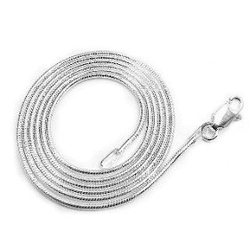 Show details of 1mm Sterling Silver 18" Italian Snake Chain Necklace.