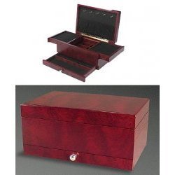 Show details of Jewelry Box Anti-Tarnish Rosewood Finish Compact (Rosewood) (4 3/4"H x 10"L x 6 1/2"D).