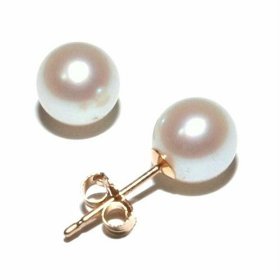 Show details of 14k Yellow Gold 6.5-7mm Freshwater Cultured Pearl Stud Earrings.