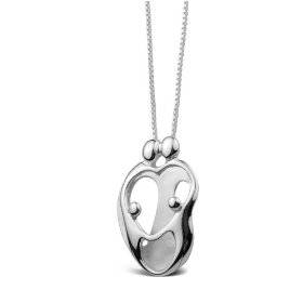 Show details of Loving Family Sterling Silver Pendant - Parents and Two Children.