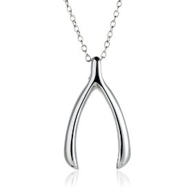 Show details of Sterling Silver Wishbone Pendant, 18".