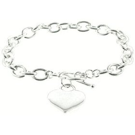 Show details of Designer Inspired Silver Heart Charm Toggle Bracelet Links Of Love.