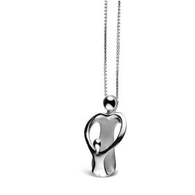 Show details of Loving Family Sterling Silver Pendant - Mother and One Child.