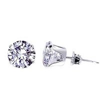 Show details of Sterling Silver 4 MM Round Clear Cubic Zirconia Stud Post Friction Back Earrings.