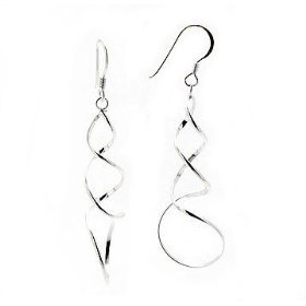 Show details of Curley Cue Twisted Spiral Sterling Silver Hook Earrings.