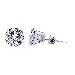 Show details of Sterling Silver 5 MM Round Clear Cubic Zirconia Stud Post Friction Back Earrings.