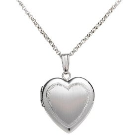 Show details of Sterling Silver Satin Finish Heart Locket, 18".