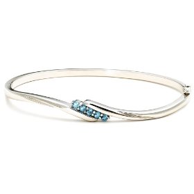 Show details of Sterling Silver Blue Topaz Bangle Bracelet.