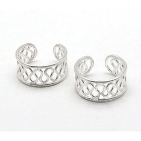 Show details of Sterling Silver Coiled Wirework Ear Cuff Pair Earrings.