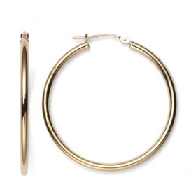 Show details of 14k Yellow Gold Round Hoop Earrings.