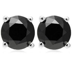 Show details of 14k Choice of White or Yellow Gold Black Diamond Studs (1 cttw).