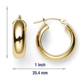 Show details of 14k Yellow Gold Half Round Hoop Earrings.