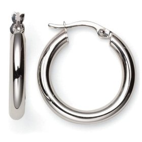 Show details of 14k White Gold Hoop Earrings.