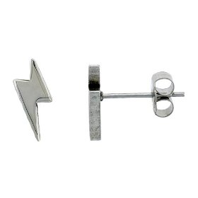 Show details of Small Surgical Steel Lightning Bolt Stud Earrings.