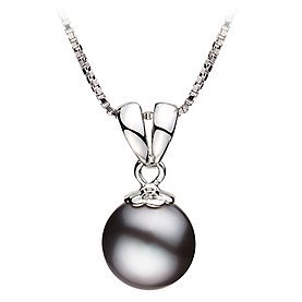 Show details of PearlsOnly Sally Black 9-10mm AA Freshwater Sterling Silver Pearl Pendant.