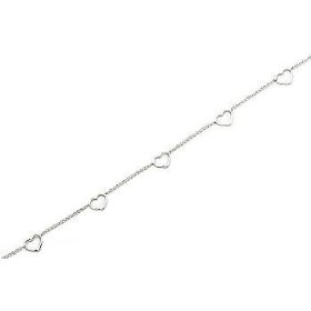 Show details of Signature 10 inch Open Heart Station Anklet STERLING SILVER.