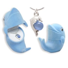 Show details of DOLPHIN Crystal Necklace in Blue Dolphin Gift Box.
