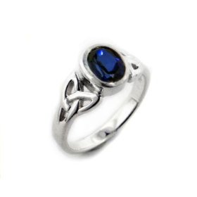 Show details of Sterling Silver Celtic Knot and Genuine Blue Sapphire Ring (Size 4,5,6,7,8,9,10,11,12,13,14,15).