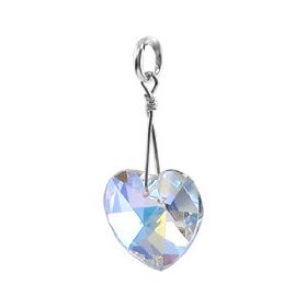 Show details of Clear AB Swarovski Crystal Heart Pendant Charm Sterling Silver.