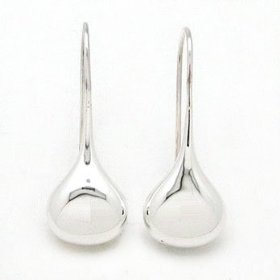 Show details of Classic Smooth Puffed Teardrop Sterling Silver Hook Earrings.