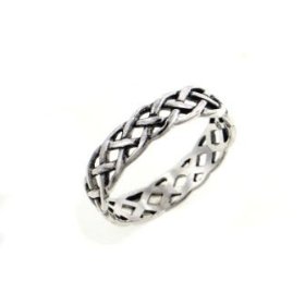 Show details of Narrow 4mm Neverending Celtic Knot Sterling Silver Pinky Ring (Size 4,5,6,7,8,9,10,11,12).