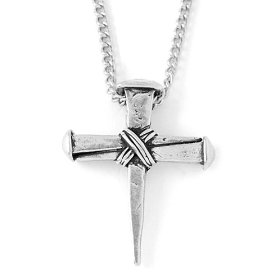 Show details of Pewter Nails Cross Pendant by Bob Siemon, 20".