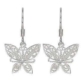 Show details of Sterling Silver Butterfly Dangle Earrings.