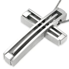 Show details of Contemporary Cross Stainless Steel Pendant.