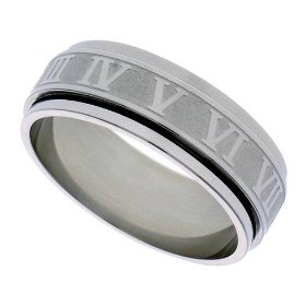 Show details of Surgical Steel 5/16" (8mm) Spinner Ring W/ Roman Numerals.