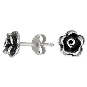 Show details of Small Sterling Silver Rose Stud Earrings.