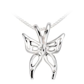 Show details of Sterling Silver Butterfly Pendant, 18".