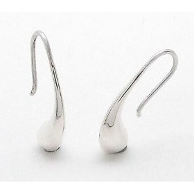 Show details of Curved Kidney Bean Shaped Sterling Silver Hook Earrings.
