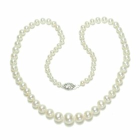 Show details of Sterling Silver 4-10mm Graduated Freshwater Cultured Pearl Necklace.