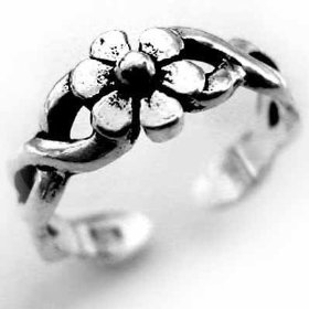 Show details of Sterling Silver Braided Daisy Flower Toe Ring.