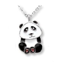 Show details of Clearly Charming Gold & European Crystal Panda Pendant Necklace.