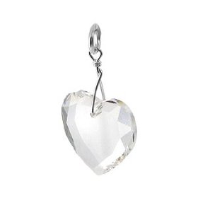 Show details of Sterling Silver Clear Swarovski Crystal Heart Pendant Charm.