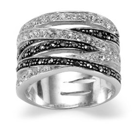 Show details of Sterling Silver 6 Row Marcasite & Cubic Zirconia Ring.