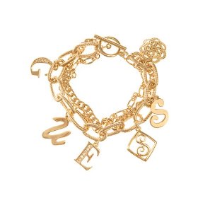 Show details of GUESS Gold Charm Triple Chain Bracelet, GOLD.