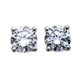 Show details of 18k Gold, Round, Diamond 4-Prong Stud Earrings (1/2 cttw, H-I Color, SI1-SI2 Clarity).