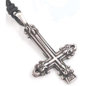 Show details of Antique Style INVERTED CROSS PEWTER Pendant Necklace.