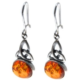 Show details of Certified Genuine Honey Amber and Sterling Silver Oval Earrings.