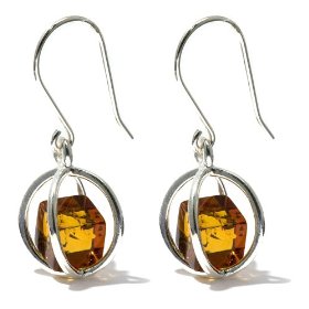 Show details of Sterling Silver Honey Amber Millennium Collection Spherical Earrings.