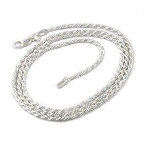 Show details of 2mm Sterling Silver 24" Diamond-Cut Rope Chain Necklace.