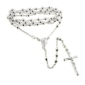 Show details of Catholic Sterling Silver Rosary Beads 24" Necklace with Crucifix.
