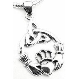 Show details of CLADDAUGH CELTIC Knot Claddagh Pendant Sterling Silver.
